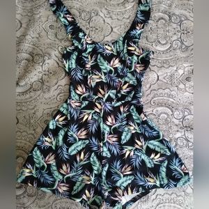 Black/ flower pattern size small romper jumpsuit